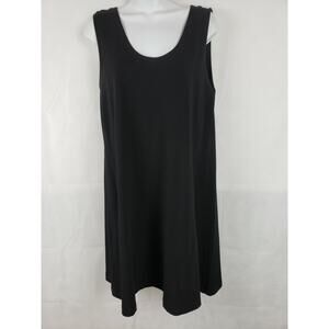 LILITH Sleeveless Balloon Lagenlook Stretch‎ knit Dress Black L A-line
